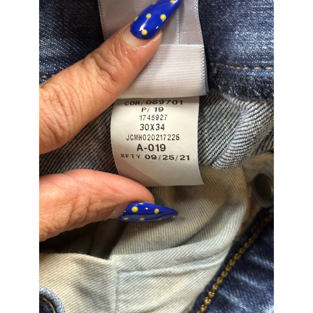 J.Crew 484 Jeans Men 30x34 Blue Slim Tapered Denim Cotton Blend Stretch 5-Pocket - Picture 14 of 14
